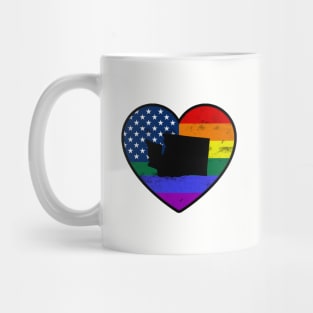 Washington United States Gay Pride Flag Heart Mug